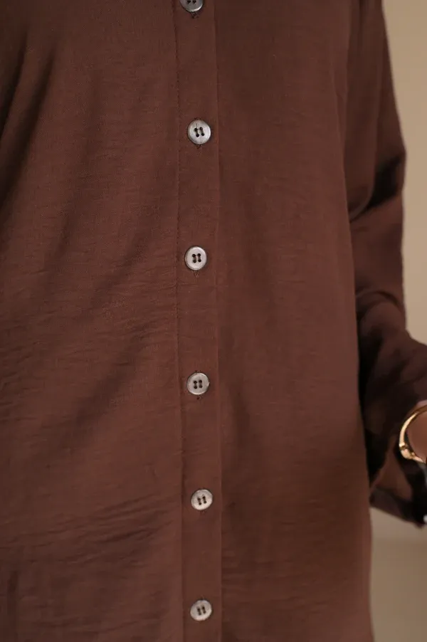 Button Down-Modest Coord Set- Choco