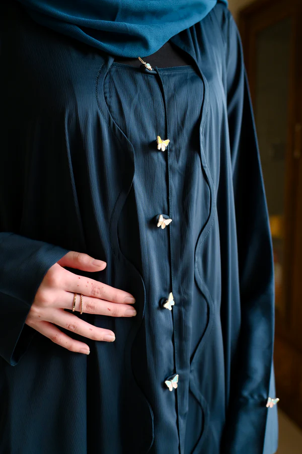 Opulent Waves - Teal Romantic Nida Abaya