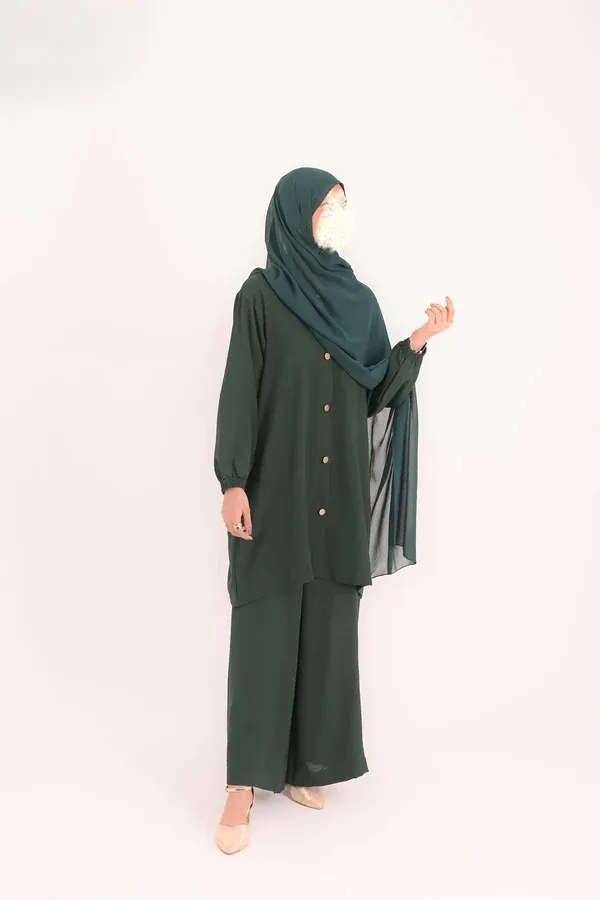 Modest Coord Set- Dark Green